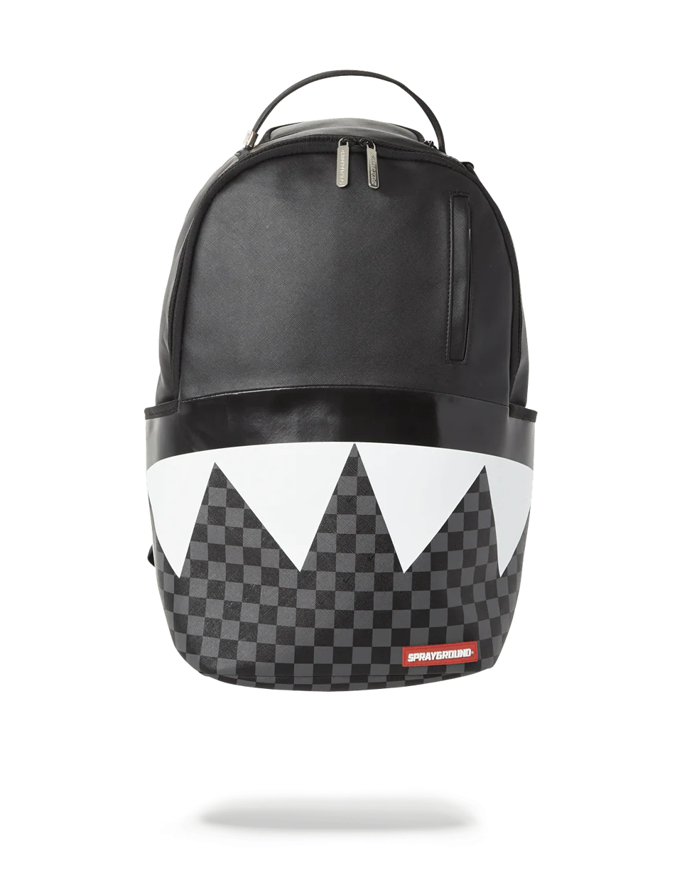 BLACK HALF CHECK SHARKS IN PARIS BACKPACK (ONE OF ONE)