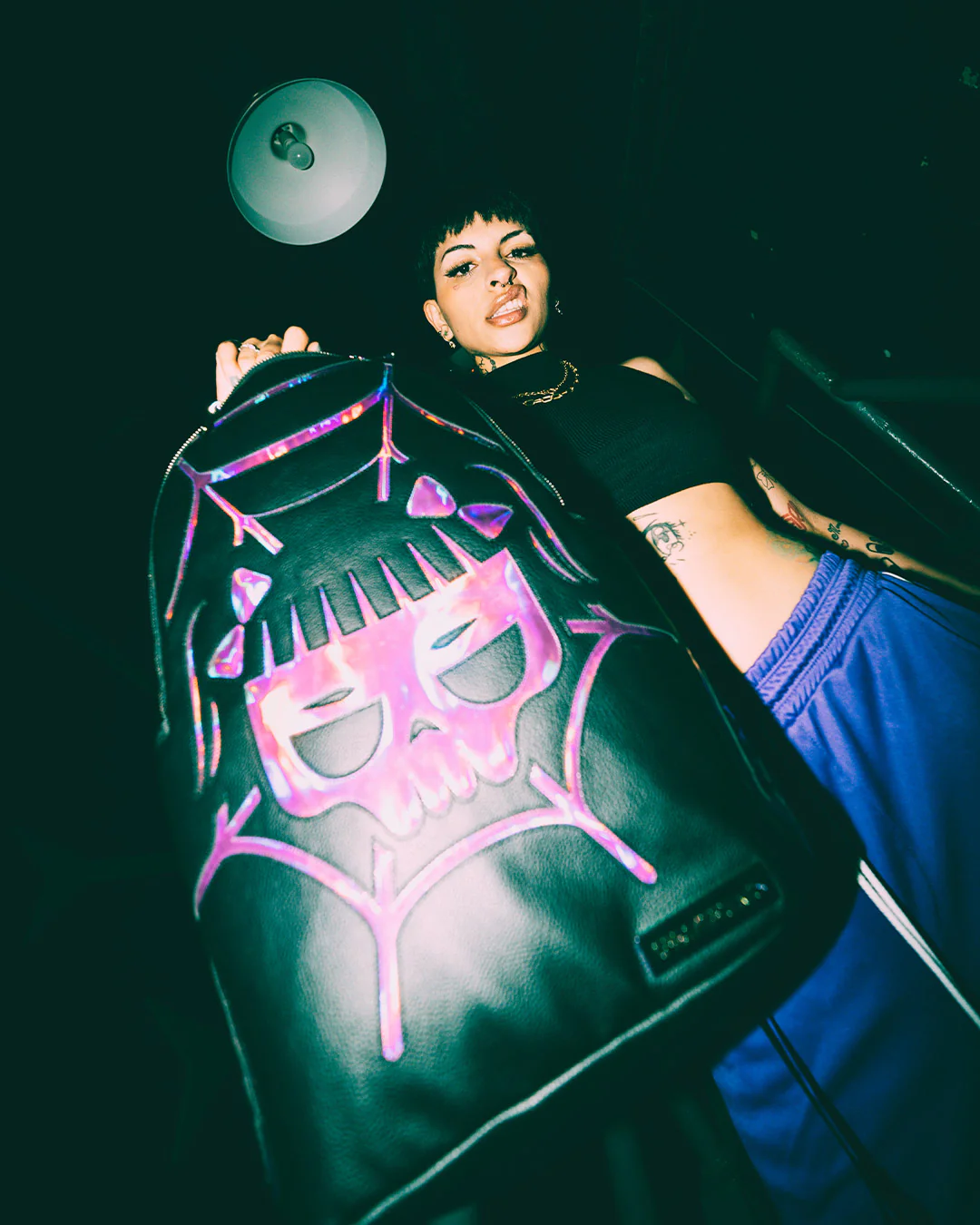 CAZZU IRIDESCENT CUT & SEW SPIDER SKULL SHARK BACKPACK (DLXV) - Image 6